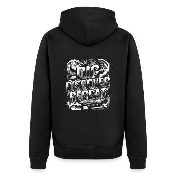 Fossilienjäger Begeisterte Paläontologen Prehistor - Unisex Premium Bio Zip Hoodie - Schwarz - Hinten - Nico (187cm)