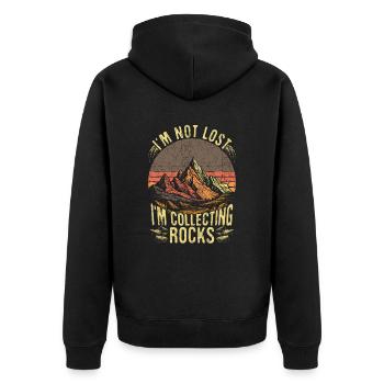 Geologist Rock Collecting Retro Funny Geology - Unisex Premium Organic Zip Hoodie - black - Back - Nico (187cm)