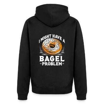 Bagel I Might Have A Bagel Problem Food Breakfast - Unisex Premium Organic Zip Hoodie - black - Back - Nico (187cm)