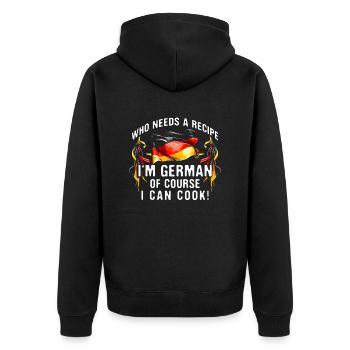 Deutschland Küche Essen Küche Deutsch Koch Koch - Unisex Premium Bio Zip Hoodie - Schwarz - Hinten - Nico (187cm)