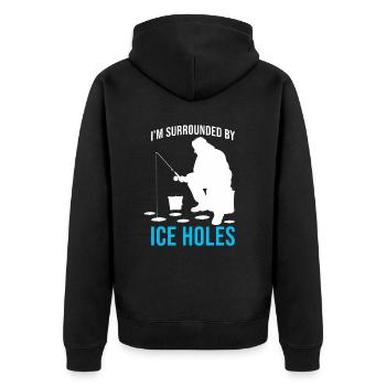 Entouré de trous de glace - Amateur de pêche sur glace - Veste à capuche bio Premium Unisexe - noir - Dos - Nico (187cm)