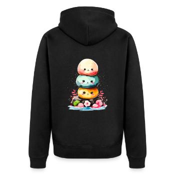 Kawaii Mochi Crème Glacée Dessert Japonais Japon - Veste à capuche bio Premium Unisexe - noir - Dos - Nico (187cm)