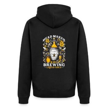 Imkerei Bienenhonig Weinproduzent Met Maker - Unisex Premium Bio Zip Hoodie - Schwarz - Hinten - Nico (187cm)
