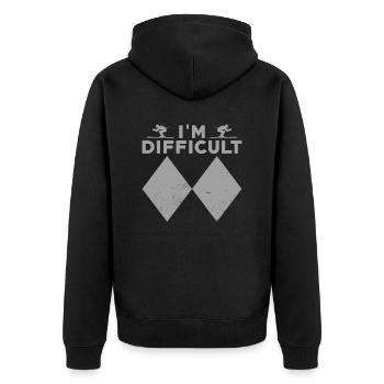 Skiing Ski Skier Double Black Diamond - Unisex Premium Organic Zip Hoodie - black - Back - Nico (187cm)