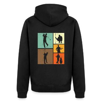Golf Lover Retro Vintage Style Golfer Golfing - Unisex Premium Organic Zip Hoodie - black - Back - Nico (187cm)