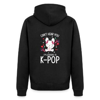 Je ne t’entends pas, j’écoute de la K-Pop - Veste à capuche bio Premium Unisexe - noir - Dos - Nico (187cm)