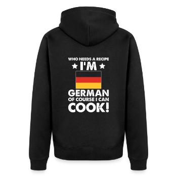 Deutsche Küche Koch Koch Ich bin Deutsch Natürlich I - Unisex Premium Bio Zip Hoodie - Schwarz - Hinten - Nico (187cm)