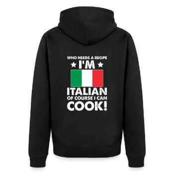 cuisine italienne cuisinier chef je suis italien bien sûr que je - Veste à capuche bio Premium Unisexe - noir - Dos - Nico (187cm)