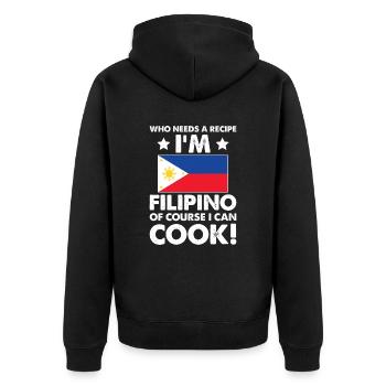 Filipino Cuisine Cook Chef I´m Filipino Of Course - Unisex Premium Organic Zip Hoodie - black - Back - Nico (187cm)