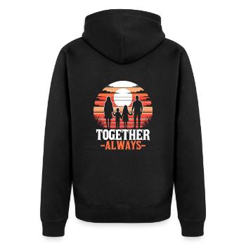 Familie zusammen immer Mama Papa Tochter Sohn - Unisex Premium Bio Zip Hoodie - Schwarz - Hinten - Nico (187cm)