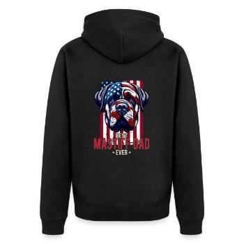 Mastiff Papa patriotisches USA-Flaggen-Design - Unisex Premium Bio Zip Hoodie - Schwarz - Hinten - Nico (187cm)