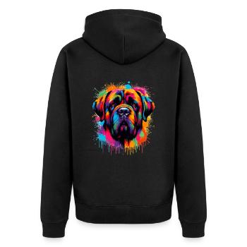 Mastiff Dog Head Graphic - Unisex Premium Organic Zip Hoodie - black - Back - Nico (187cm)