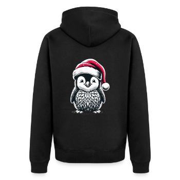 Penguin Santa Cute Christmas - Unisex Premium Organic Zip Hoodie - black - Back - Nico (187cm)