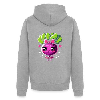 Beetroot Beets Vegetables Kawaii Beets - Unisex Premium Organic Zip Hoodie - heather grey - Back - Nico (187cm)