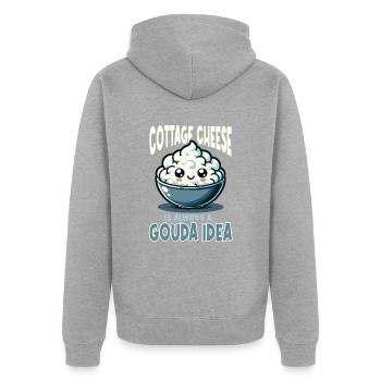 Cottage Cheese Gouda Idea - Unisex Premium Organic Zip Hoodie - heather grey - Back - Nico (187cm)