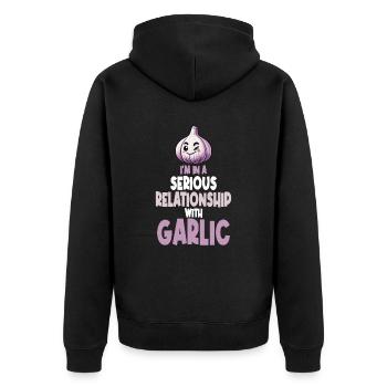 Ail amant épice drôle ail relation citation - Veste à capuche bio Premium Unisexe - noir - Dos - Nico (187cm)