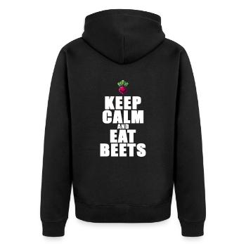 Keep Calm And Eat Beets Beetroot Graphic - Unisex Premium Organic Zip Hoodie - black - Back - Nico (187cm)