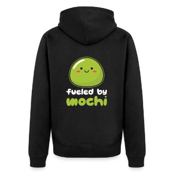 Kawaii Mochi Japanese Dessert Inspired - Unisex Premium Organic Zip Hoodie - black - Back - Nico (187cm)