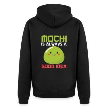 Kawaii Mochi Toujours une bonne idée Dessert japonais - Veste à capuche bio Premium Unisexe - noir - Dos - Nico (187cm)