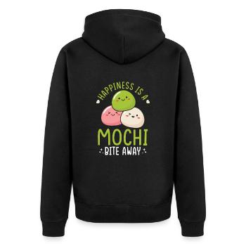 Kawaii Mochi Japan Food Lovers Niedliches Dessert Thema - Unisex Premium Bio Zip Hoodie - Schwarz - Hinten - Nico (187cm)