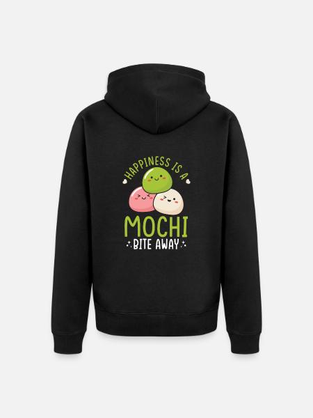 Kawaii Mochi Japan Food Lovers Cute Dessert Themed - Unisex Premium Organic Zip Hoodie - black