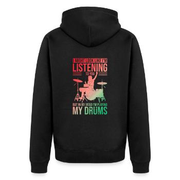 Schlagzeug T-Shirt mit einzigartiger Schlagzeuggrafik Perfekt - Unisex Premium Bio Zip Hoodie - Schwarz - Hinten - Nico (187cm)