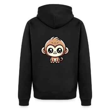 Kawaii Monkey Bébé Singe - Veste à capuche bio Premium Unisexe - noir - Dos - Nico (187cm)