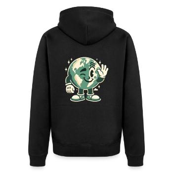 Earth Maskottchen 50er Jahre Retro-Stil - Unisex Premium Bio Zip Hoodie - Schwarz - Hinten - Nico (187cm)
