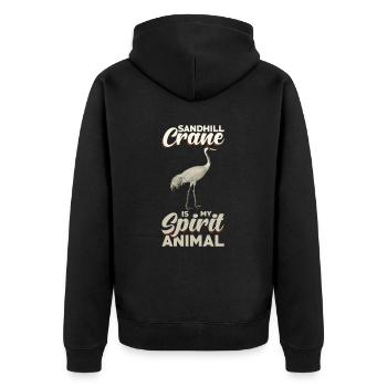 Sandhill Crane Birdwatching Apparel Spirit Animal - Unisex Premium Organic Zip Hoodie - black - Back - Nico (187cm)