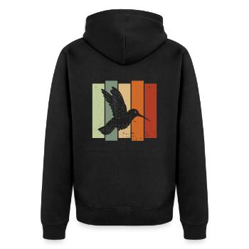 Kolibri Retro Vogelbeobachtung Vogelbeobachter - Unisex Premium Bio Zip Hoodie - Schwarz - Hinten - Nico (187cm)