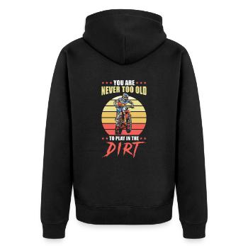 Dirt Bike Enthusiast Inspirational Quote Motocross - Unisex Premium Organic Zip Hoodie - black - Back - Nico (187cm)