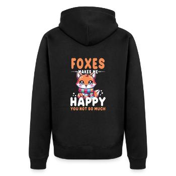 Entzückende Kawaii-Fuchsgrafik für Wildtiere - Unisex Premium Bio Zip Hoodie - Schwarz - Hinten - Nico (187cm)
