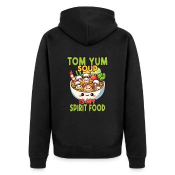 Tom Yum Suppenliebhaber Einzigartiges künstlerisches Design für - Unisex Premium Bio Zip Hoodie - Schwarz - Hinten - Nico (187cm)