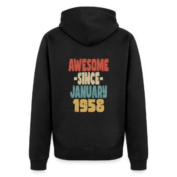 Génial janvier 1950 - Veste à capuche bio Premium Unisexe - noir - Dos - Nico (187cm)