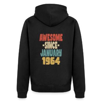 Fantastischer Januar 1956 - Unisex Premium Bio Zip Hoodie - Schwarz - Hinten - Nico (187cm)