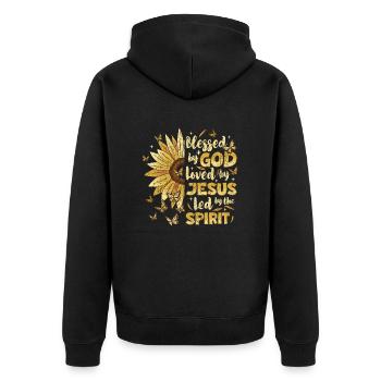 Jésus-Christ Dieu Tournesol Par Dieu Amour - Veste à capuche bio Premium Unisexe - noir - Dos - Nico (187cm)