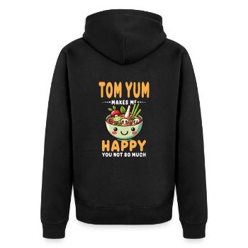Tom Yum Soup Enthusiast Künstlerisches Design für Thai - Unisex Premium Bio Zip Hoodie - Schwarz - Hinten - Nico (187cm)