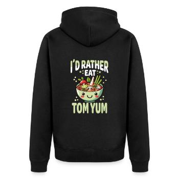 Unique Tom Yum Soup Artwork for Thai Cuisine - Unisex Premium Organic Zip Hoodie - black - Back - Nico (187cm)