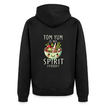 Tom Yum Soup Enthusiasts Delight - Einzigartiges Thai - Unisex Premium Bio Zip Hoodie - Schwarz - Hinten - Nico (187cm)