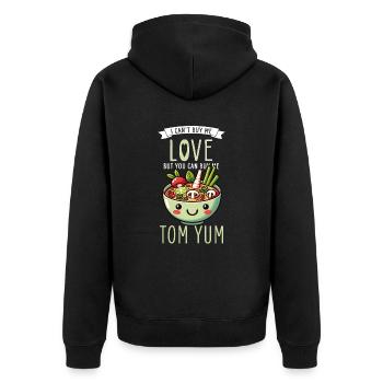 Tom Yum Soup Lovers Delight - Thailändische Küche - Unisex Premium Bio Zip Hoodie - Schwarz - Hinten - Nico (187cm)