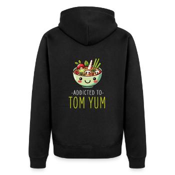 Tom Yum Soup Enthusiast Artistic Design For Thai - Unisex Premium Organic Zip Hoodie - black - Back - Nico (187cm)