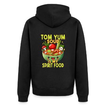 Tom Yum Suppenspiritus - Ein einzigartiges Design für Thai - Unisex Premium Bio Zip Hoodie - Schwarz - Hinten - Nico (187cm)