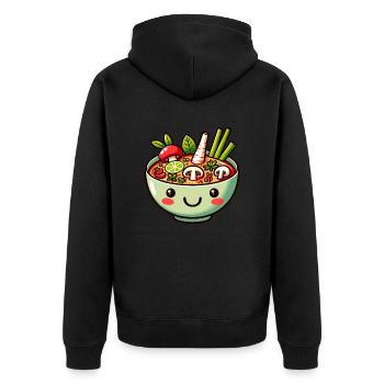 Tom Yum Soup Delight - Authentische thailändische Küche - Unisex Premium Bio Zip Hoodie - Schwarz - Hinten - Nico (187cm)