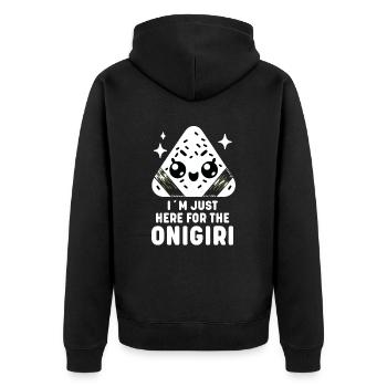 Entzückende Kawaii Onigiri Japanische Reisbällchen - Unisex Premium Bio Zip Hoodie - Schwarz - Hinten - Nico (187cm)