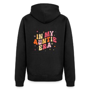 In der Ära meiner Tante Groovy Mother - Unisex Premium Bio Zip Hoodie - Schwarz - Hinten - Nico (187cm)