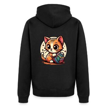 Chat avec pelote de laine - Veste à capuche bio Premium Unisexe - noir - Dos - Nico (187cm)