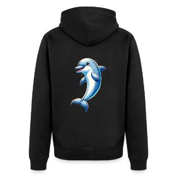 Dolphin Ocean - Unisex Premium Organic Zip Hoodie - black - Back - Nico (187cm)