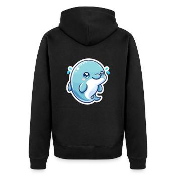 Dolphin Kawaii - Unisex Premium Organic Zip Hoodie - black - Back - Nico (187cm)