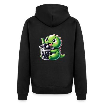 Boba Tee Drache Kawaii - Unisex Premium Bio Zip Hoodie - Schwarz - Hinten - Nico (187cm)