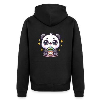 Panda Bubble Tea Boba Kawaii - Veste à capuche bio Premium Unisexe - noir - Dos - Nico (187cm)